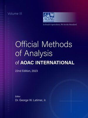 cover image of Official Methods of Analysis of AOAC INTERNATIONAL